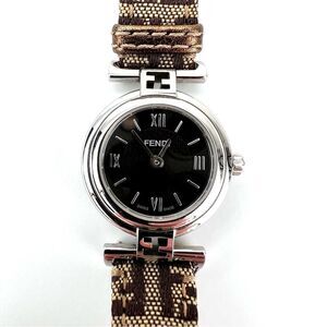 Vintage FENDI Orologi 2700L Brown Silver Circle Quartz  Ladies Watch